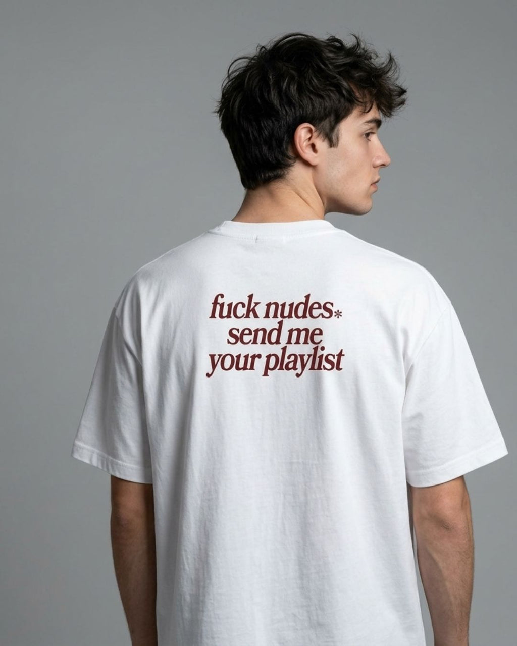 "fuck nudes. send me your playlist" Minimal Graphic